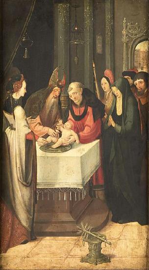 Master of the Vienna Lamentation Left wing of an altarpiece with the Circumcision and the Virgin of an Annunciation